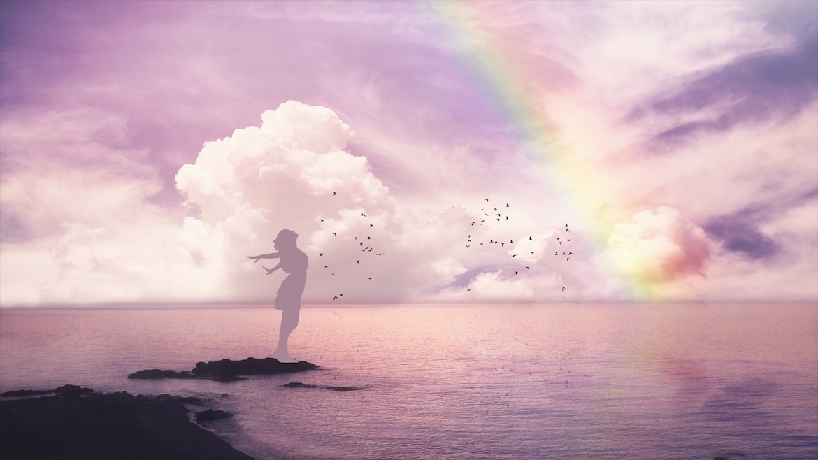 Girl with rainbow