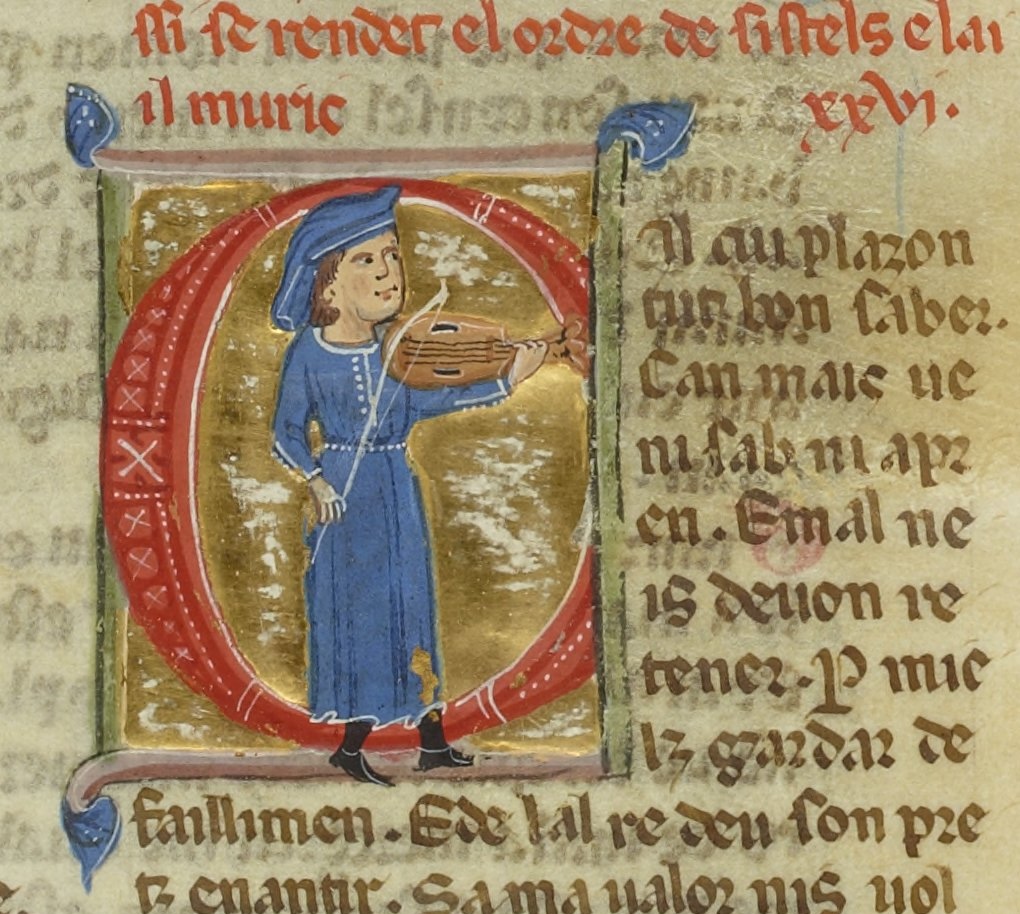 Troubador playing his violin